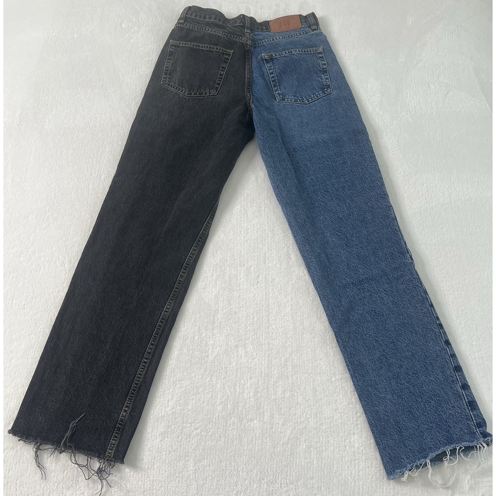 BDG Urban Outfitters Two Tone Color-block Straight Leg Denim Jeans Black Blue 26 - Picture 3 of 10